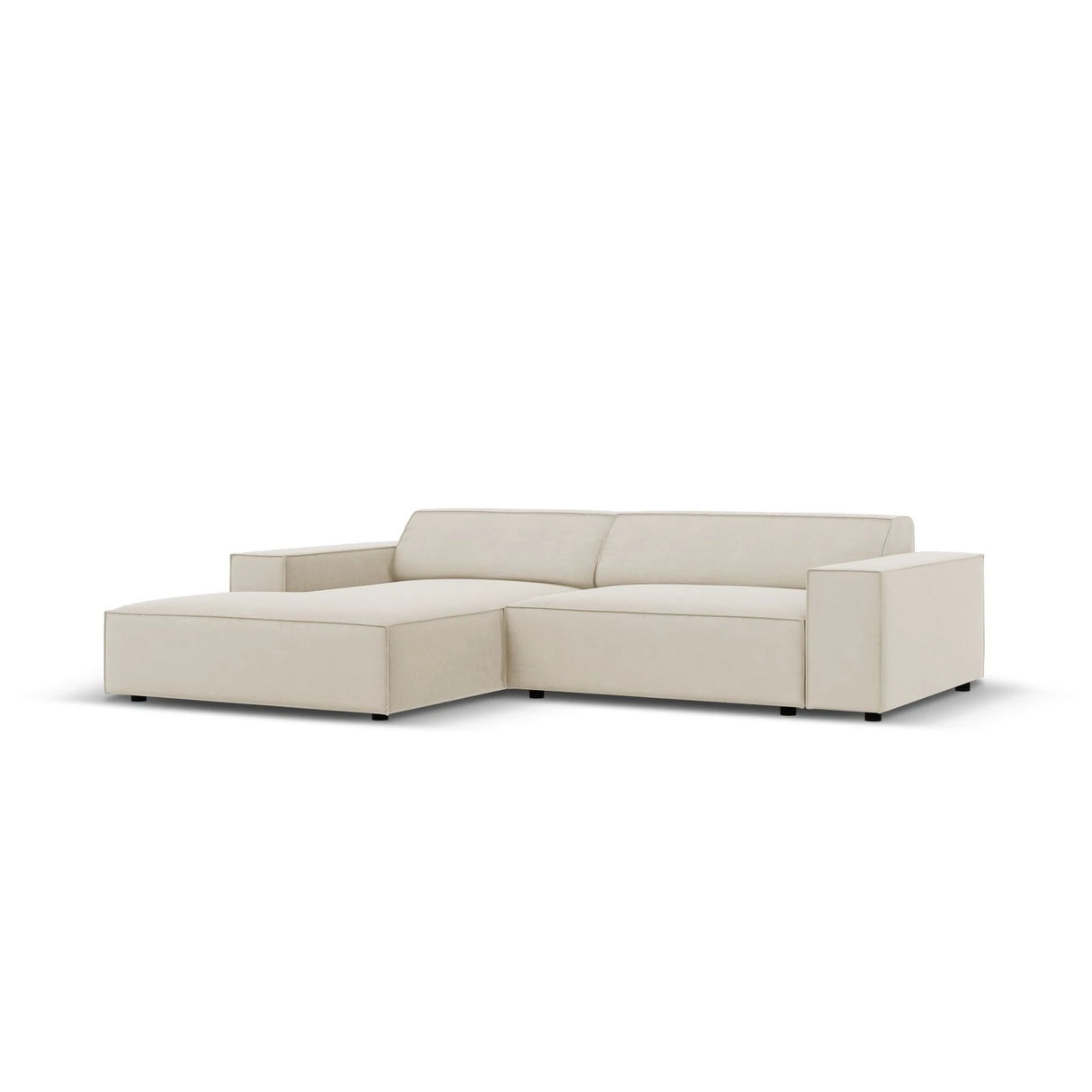 Jodie 3-Sitzer Ecksofa, Linke Seite, aus Samt (Blu30) in Dunkelbeige, 224x166 cm – Bild 3