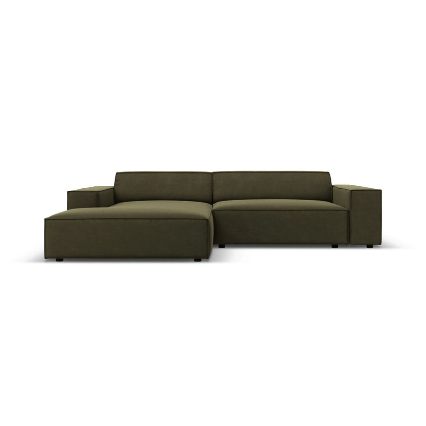 Jodie 3-Sitzer Ecksofa, Linke Seite, aus Samt (Blu77) in Grün, 224x166 cm – Bild 1