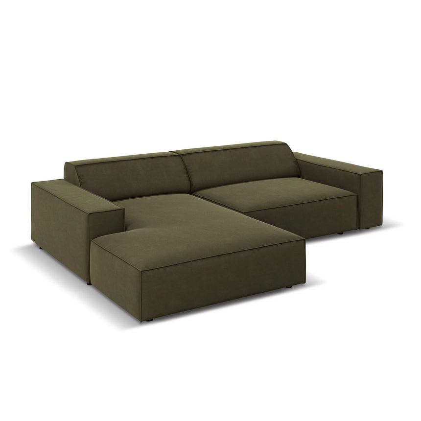 Jodie 3-Sitzer Ecksofa, Linke Seite, aus Samt (Blu77) in Grün, 224x166 cm – Bild 3