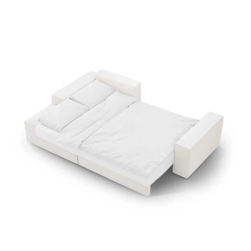 Jodie 3-Sitzer Ecksofa Links mit Schlaffunktion und Bettkasten mit Bezug aus Samt, Strukturstoff oder Boucle, 246x151 cm - ZEN ZONE Furniture