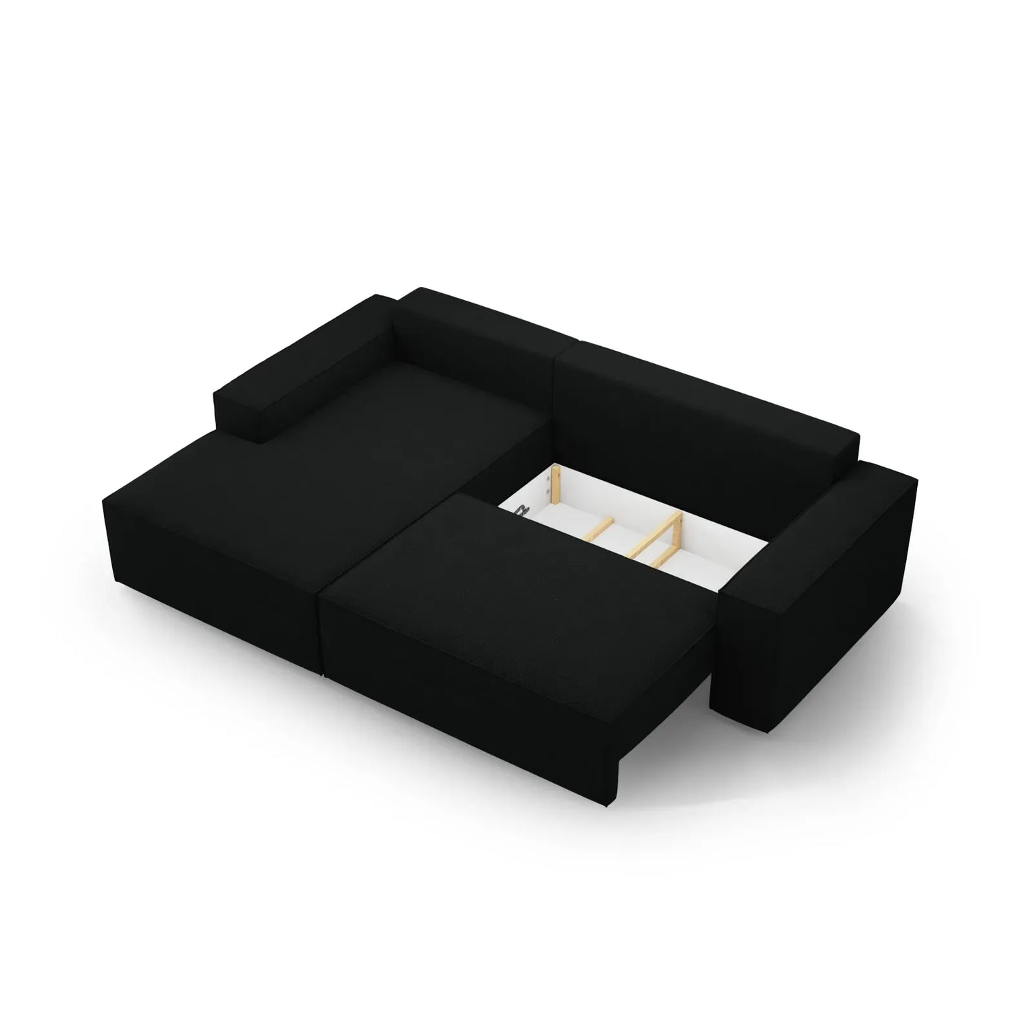 Jodie 3-Sitzer Ecksofa Links mit Schlaffunktion und Bettkasten mit Bezug aus Samt, Strukturstoff oder Boucle, 246x151 cm - ZEN ZONE Furniture