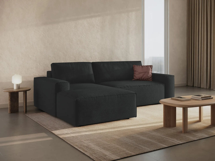 Jodie 3-Sitzer Ecksofa Links mit Schlaffunktion und Bettkasten mit Bezug aus Boucle (Bal2082) in Schwarz, 246x151 cm – Bild 7