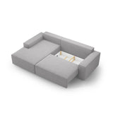Jodie 3-Sitzer Ecksofa Links mit Schlaffunktion und Bettkasten mit Bezug aus Samt, Strukturstoff oder Boucle, 246x151 cm - ZEN ZONE Furniture