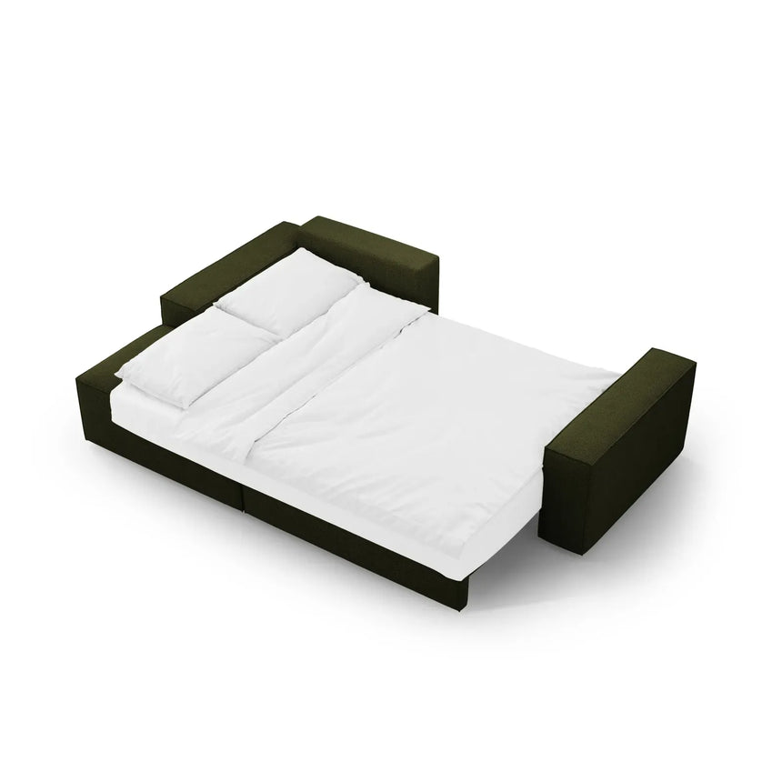 Jodie 3-Sitzer Ecksofa Links mit Schlaffunktion und Bettkasten mit Bezug aus Samt, Strukturstoff oder Boucle, 246x151 cm - ZEN ZONE Furniture