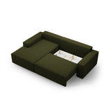 Jodie 3-Sitzer Ecksofa Links mit Schlaffunktion und Bettkasten mit Bezug aus Samt, Strukturstoff oder Boucle, 246x151 cm - ZEN ZONE Furniture