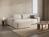 Jodie 3-Sitzer Ecksofa Links mit Schlaffunktion und Bettkasten mit Bezug aus Samt (Blu22) in Leichtes Beige, 246x151 cm – Bild 9