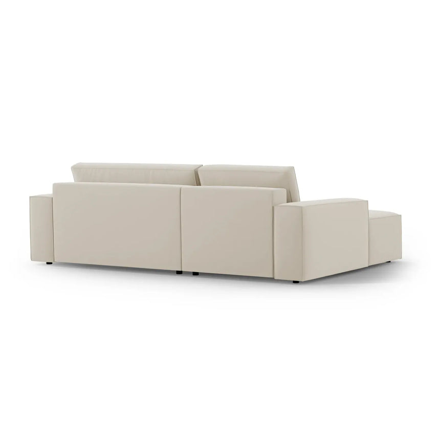 Jodie 3-Sitzer Ecksofa Links mit Schlaffunktion und Bettkasten mit Bezug aus Samt, Strukturstoff oder Boucle, 246x151 cm - ZEN ZONE Furniture