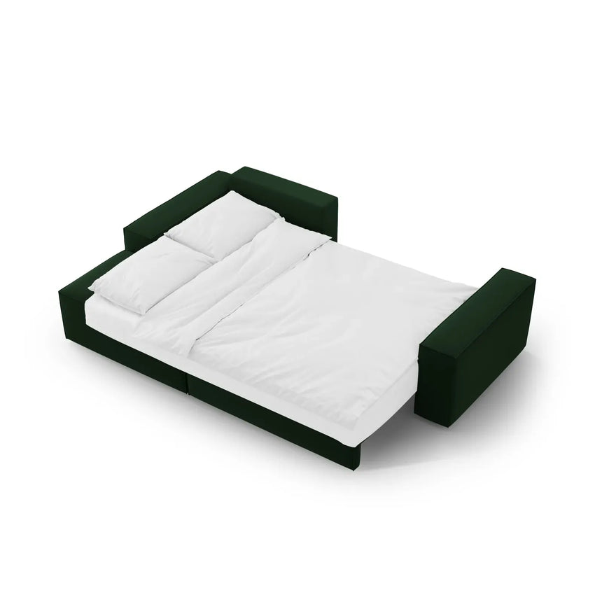 Jodie 3-Sitzer Ecksofa Links mit Schlaffunktion und Bettkasten mit Bezug aus Samt, Strukturstoff oder Boucle, 246x151 cm - ZEN ZONE Furniture