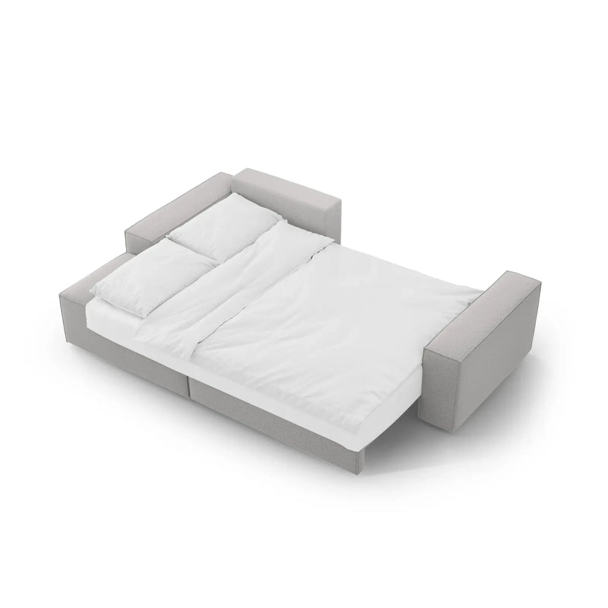 Jodie 3-Sitzer Ecksofa Links mit Schlaffunktion und Bettkasten mit Bezug aus Samt, Strukturstoff oder Boucle, 246x151 cm - ZEN ZONE Furniture