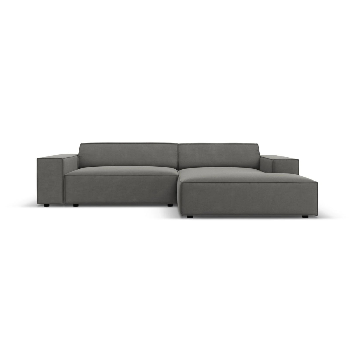 Jodie 3-Sitzer Ecksofa, Rechte Seite, aus Samt (Blu13) in Hellgrau, 224x166 cm – Bild 1