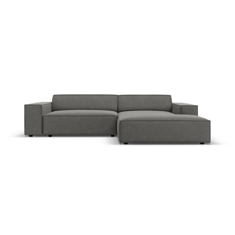 Jodie 3-Sitzer Ecksofa, Rechte Seite, aus Samt (Blu13) in Hellgrau, 224x166 cm – Bild 1