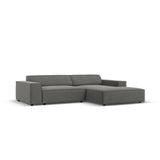 Jodie 3-Sitzer Ecksofa, Rechte Seite, aus Samt (Blu13) in Hellgrau, 224x166 cm – Bild 2