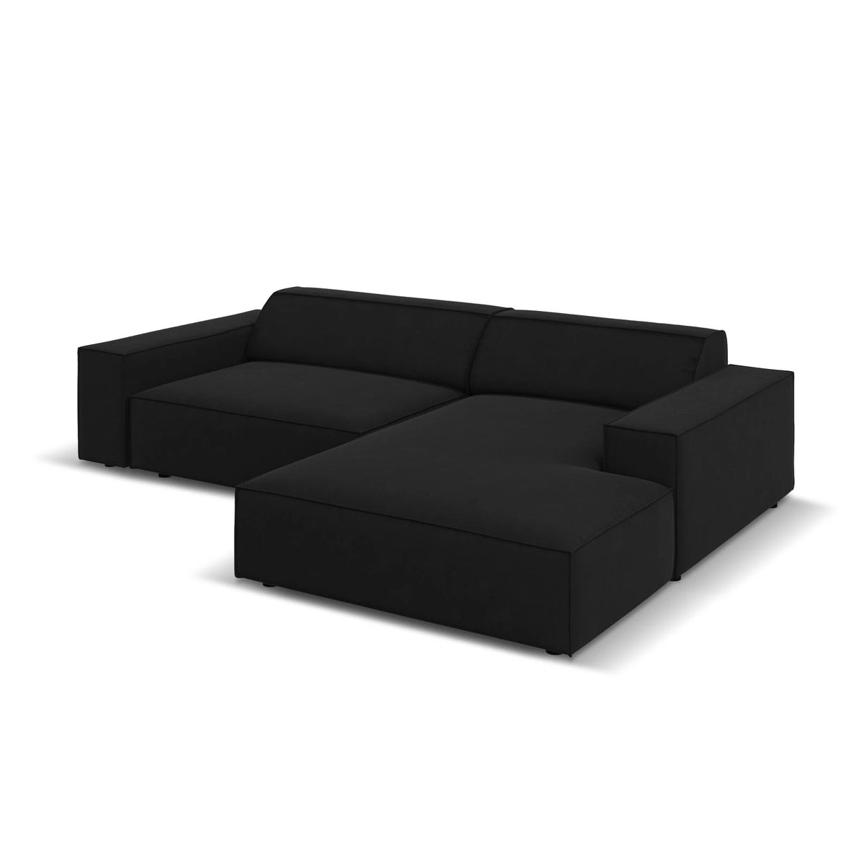 Jodie 3-Sitzer Ecksofa, Rechte Seite, aus Samt (Blu19) in Schwarz, 224x166 cm – Bild 3