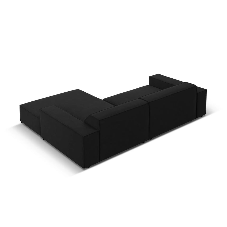 Jodie 3-Sitzer Ecksofa, Rechte Seite, aus Samt (Blu19) in Schwarz, 224x166 cm – Bild 4