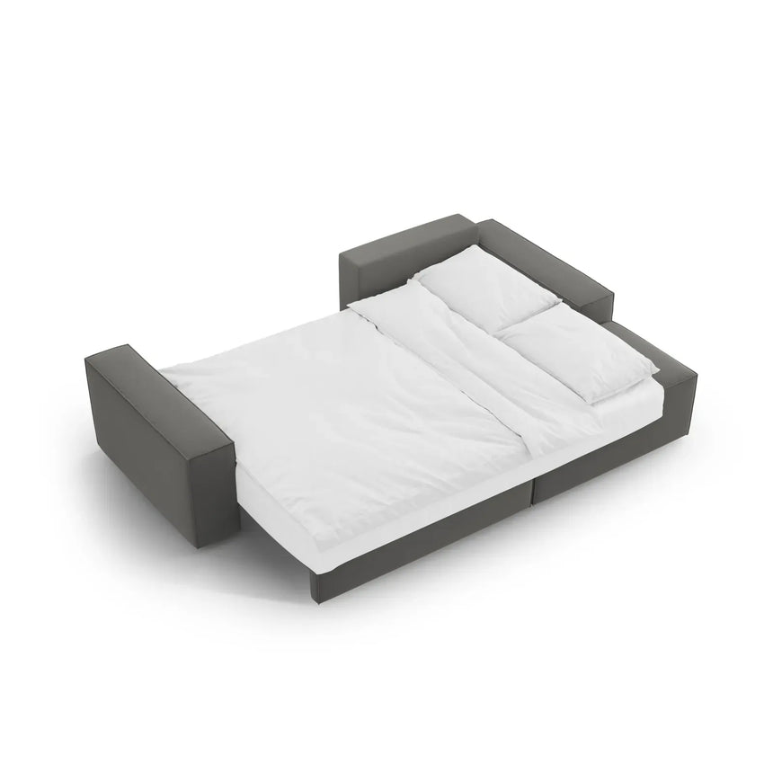 Jodie 3-Sitzer Ecksofa Rechts mit Schlaffunktion und Bettkasten mit Bezug aus Samt, Strukturstoff oder Boucle, 246x151 cm - ZEN ZONE Furniture