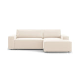 Jodie 3-Sitzer Ecksofa Rechts mit Schlaffunktion und Bettkasten mit Bezug aus Samt, Strukturstoff oder Boucle, 246x151 cm - ZEN ZONE Furniture