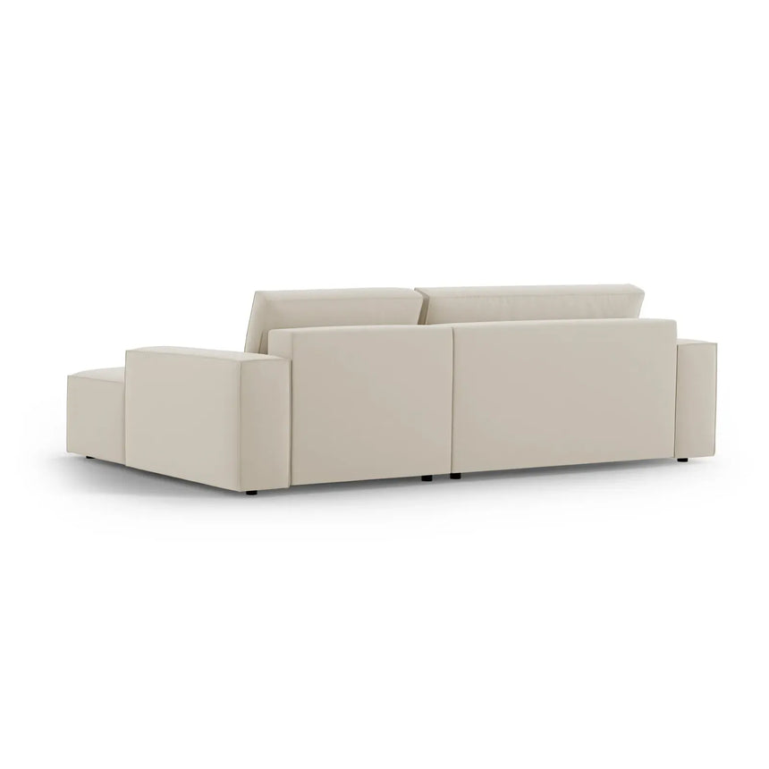 Jodie 3-Sitzer Ecksofa Rechts mit Schlaffunktion und Bettkasten mit Bezug aus Samt, Strukturstoff oder Boucle, 246x151 cm - ZEN ZONE Furniture