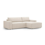 Jodie 3-Sitzer Ecksofa Rechts mit Schlaffunktion und Bettkasten mit Bezug aus Samt, Strukturstoff oder Boucle, 246x151 cm - ZEN ZONE Furniture