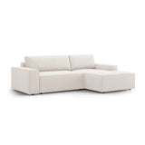 Jodie 3-Sitzer Ecksofa Rechts mit Schlaffunktion und Bettkasten mit Bezug aus Samt, Strukturstoff oder Boucle, 246x151 cm - ZEN ZONE Furniture