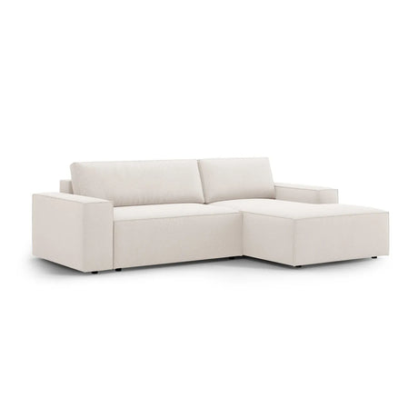 Jodie 3-Sitzer Ecksofa Rechts mit Schlaffunktion und Bettkasten mit Bezug aus Samt, Strukturstoff oder Boucle, 246x151 cm - ZEN ZONE Furniture
