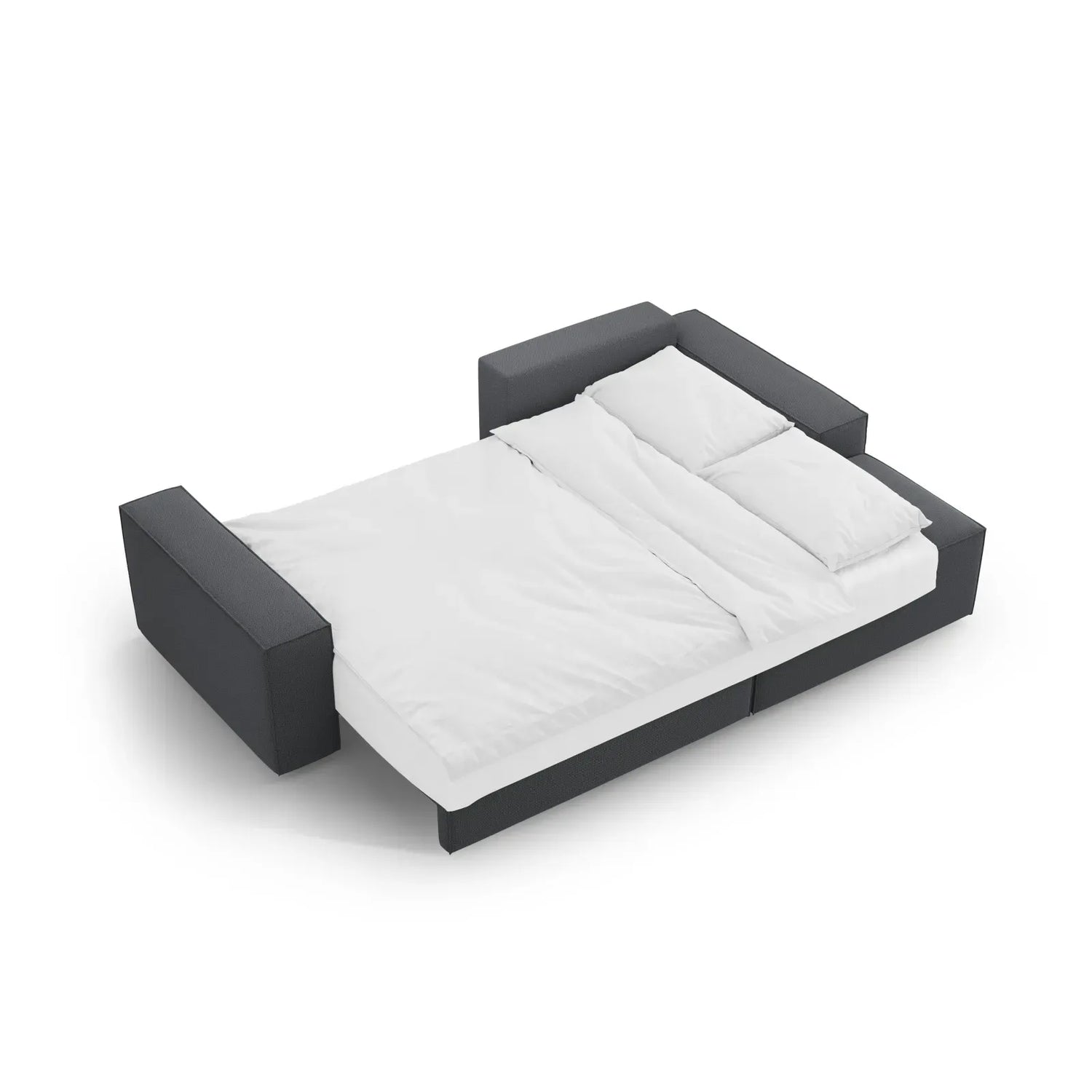 Jodie 3-Sitzer Ecksofa Rechts mit Schlaffunktion und Bettkasten mit Bezug aus Samt, Strukturstoff oder Boucle, 246x151 cm - ZEN ZONE Furniture