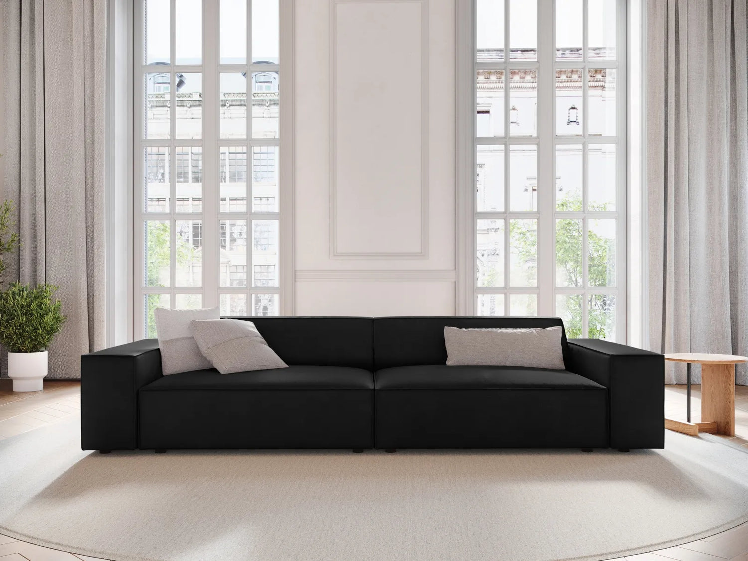 Jodie 3-Sitzer Sofa 204x102 cm aus Samt (Blu19) in Schwarz – Bild 7