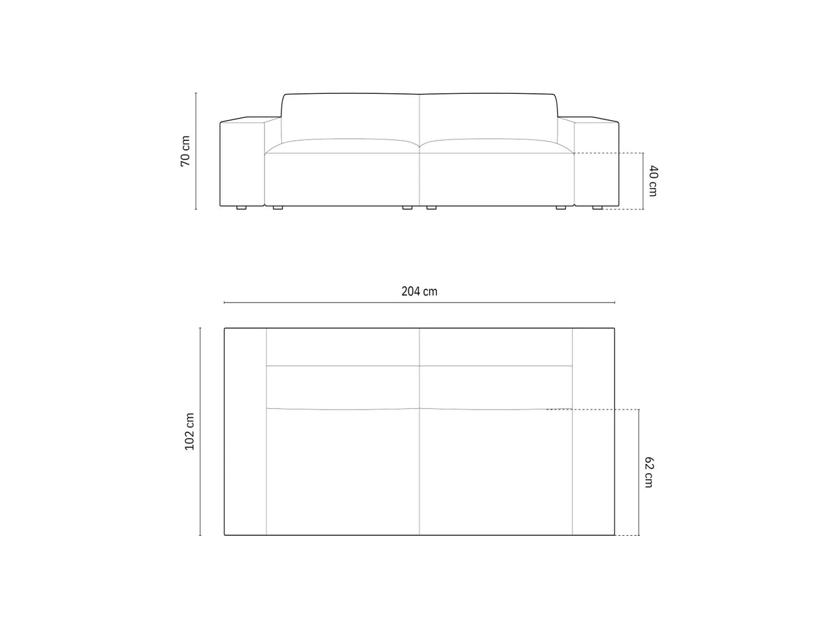 Jodie 3-Sitzer Sofa 204x102 cm aus Strukturierter Stoff (Meg363) in Hellgrau – Bild 2
