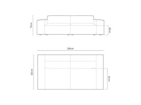 Jodie 3-Sitzer Sofa 204x102 cm aus Strukturierter Stoff (Meg363) in Hellgrau – Bild 2