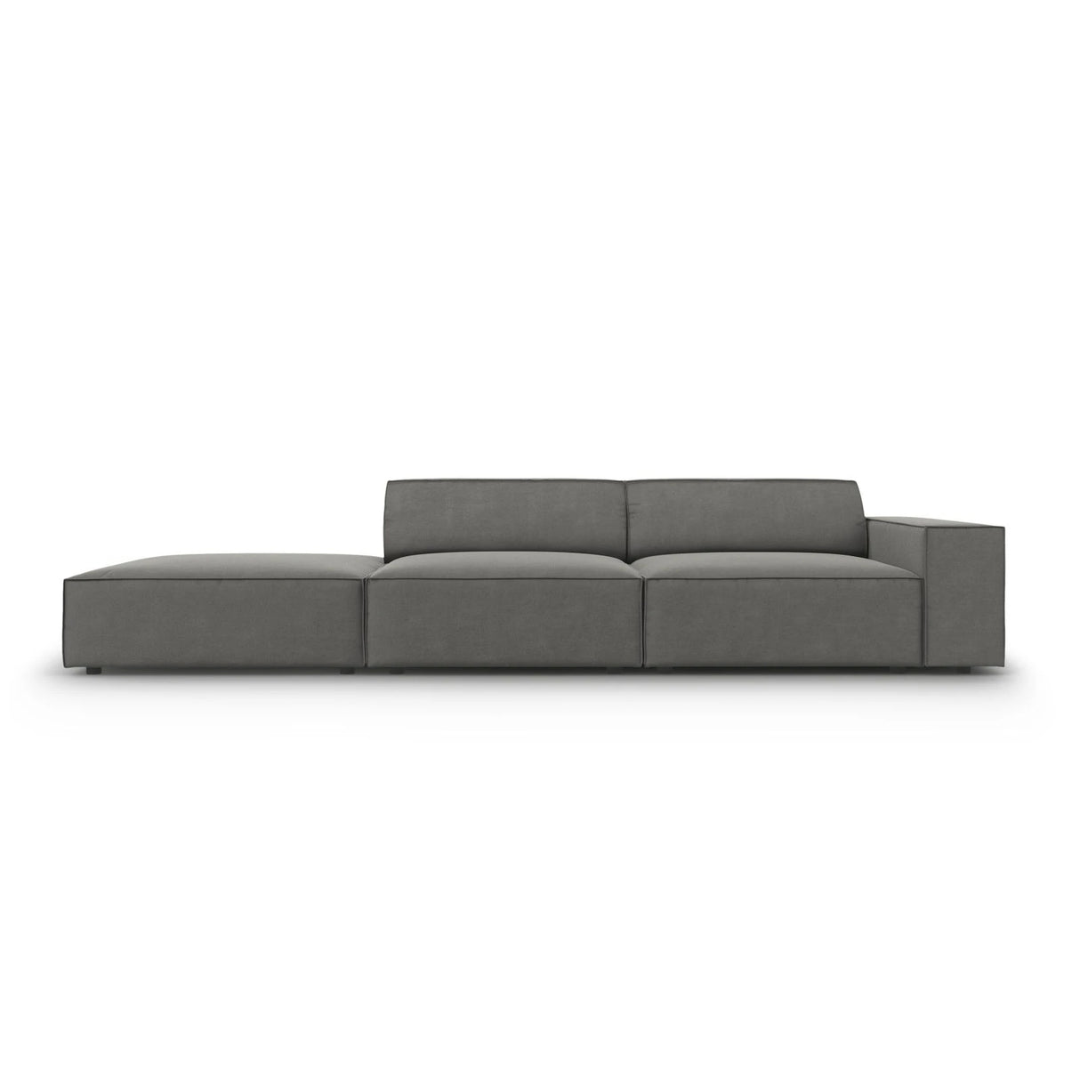 Jodie 3-Sitzer Sofa, Linke Seite offen, eckig, aus Samt (Blu13) in Hellgrau, 262x102 cm – Bild 1
