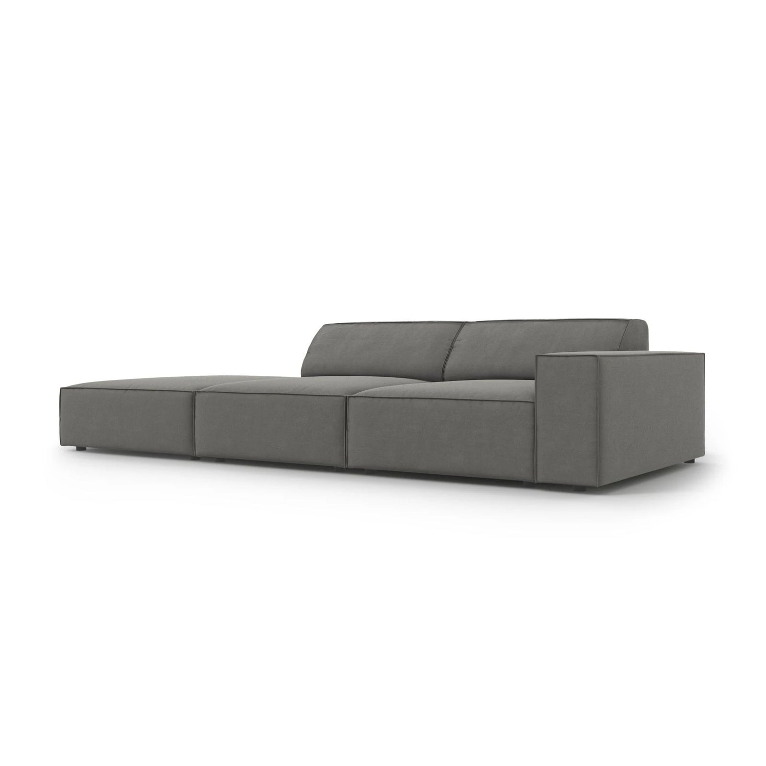 Jodie 3-Sitzer Sofa, Linke Seite offen, eckig, aus Samt (Blu13) in Hellgrau, 262x102 cm – Bild 5