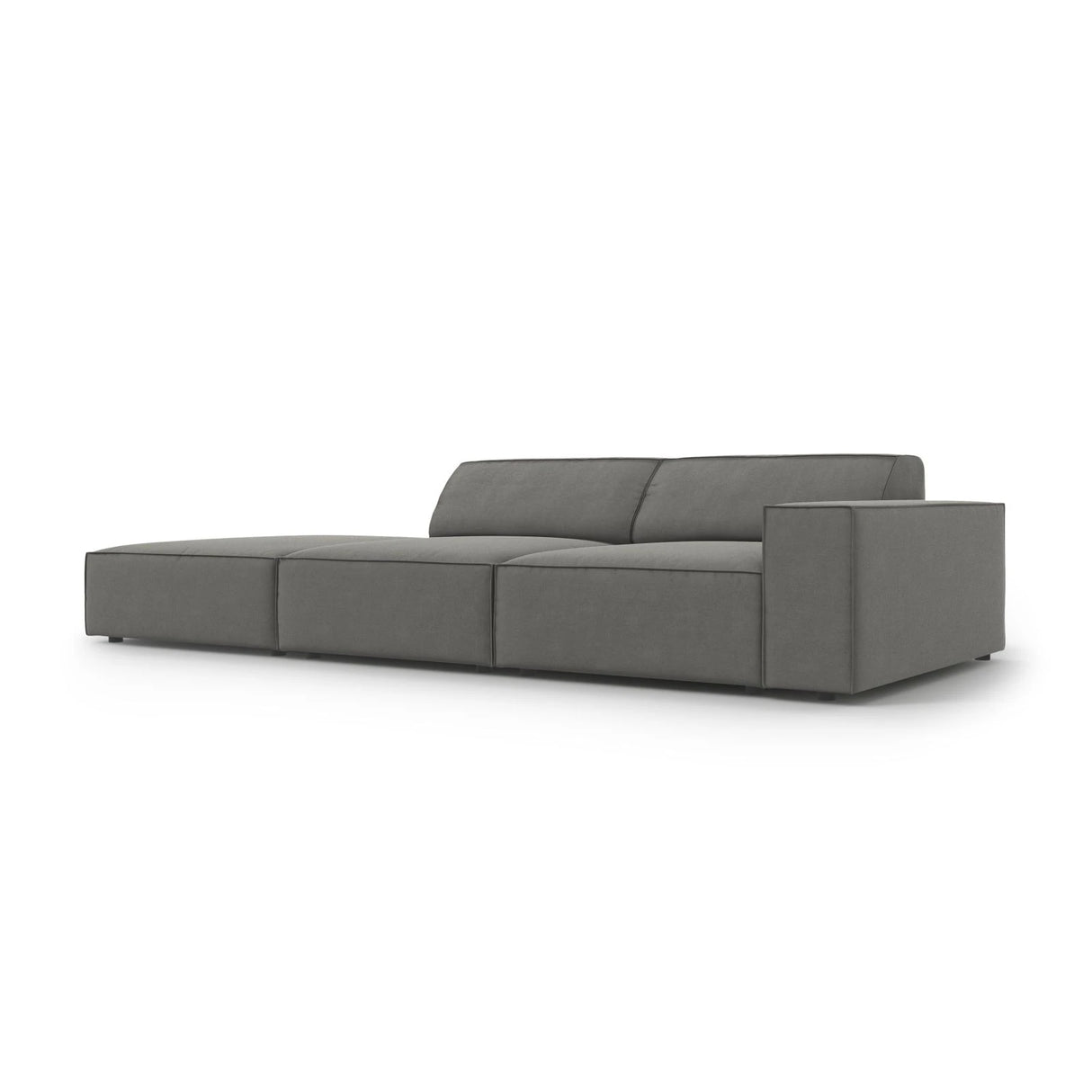Jodie 3-Sitzer Sofa, Linke Seite offen, eckig, aus Samt (Blu13) in Hellgrau, 262x102 cm – Bild 5