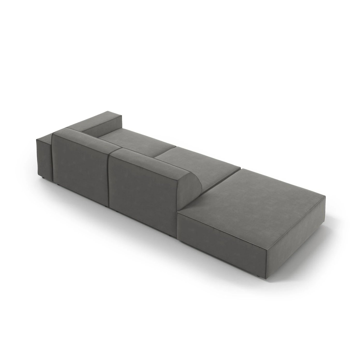 Jodie 3-Sitzer Sofa, Linke Seite offen, eckig, aus Samt (Blu13) in Hellgrau, 262x102 cm – Bild 6