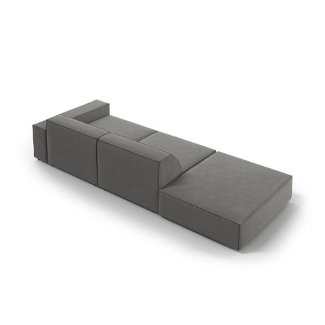 Jodie 3-Sitzer Sofa, Linke Seite offen, eckig, aus Samt (Blu13) in Hellgrau, 262x102 cm – Bild 6