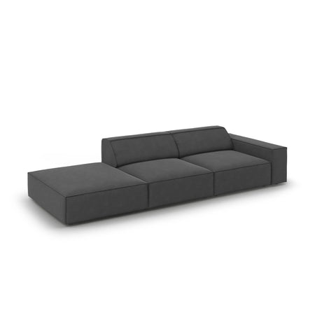 Jodie 3-Sitzer Sofa, Linke Seite offen, eckig, aus Samt (Blu14) in Grau, 262x102 cm – Bild 4