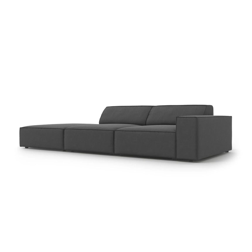 Jodie 3-Sitzer Sofa, Linke Seite offen, eckig, aus Samt (Blu14) in Grau, 262x102 cm – Bild 5