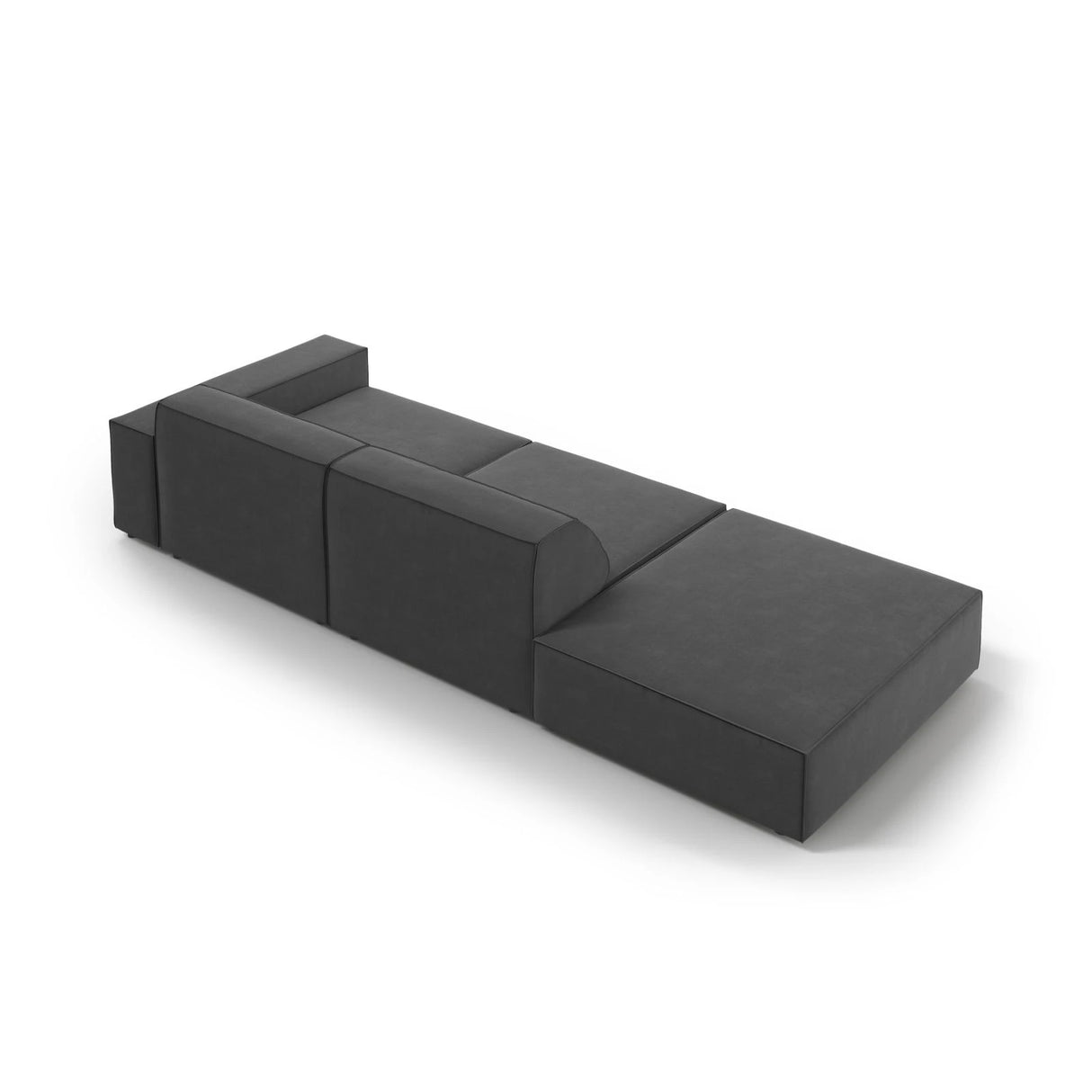 Jodie 3-Sitzer Sofa, Linke Seite offen, eckig, aus Samt (Blu14) in Grau, 262x102 cm – Bild 6