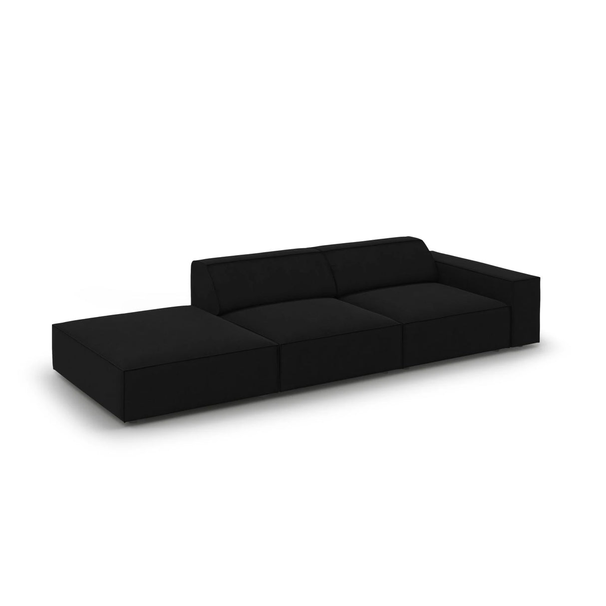 Jodie 3-Sitzer Sofa, Linke Seite offen, eckig, aus Samt (Blu19) in Schwarz, 262x102 cm – Bild 4
