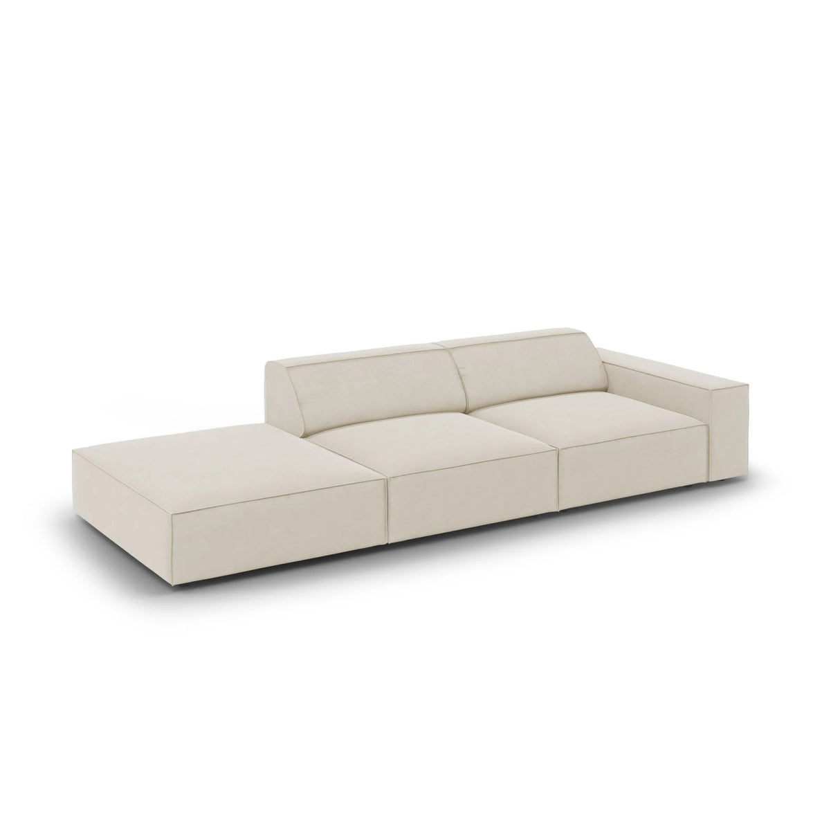 Jodie 3-Sitzer Sofa, Linke Seite offen, eckig, aus Samt (Blu30) in Dunkelbeige, 262x102 cm – Bild 4