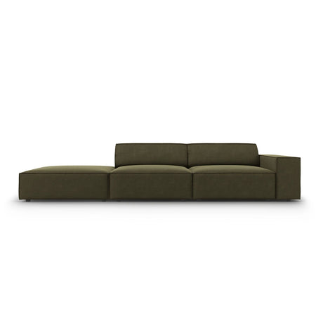 Jodie 3-Sitzer Sofa, Linke Seite offen, eckig, aus Samt (Blu77) in Grün, 262x102 cm – Bild 1