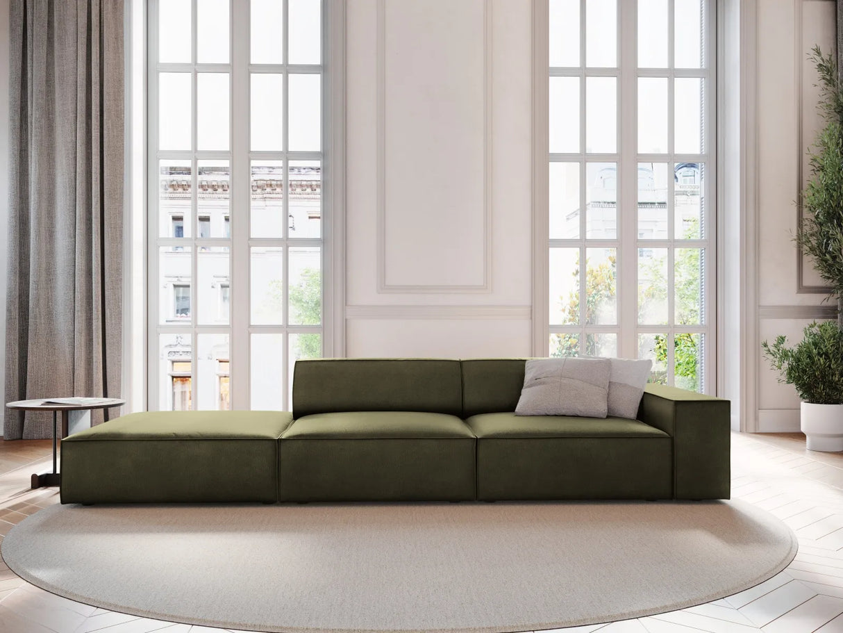 Jodie 3-Sitzer Sofa, Linke Seite offen, eckig, aus Samt (Blu77) in Grün, 262x102 cm – Bild 2