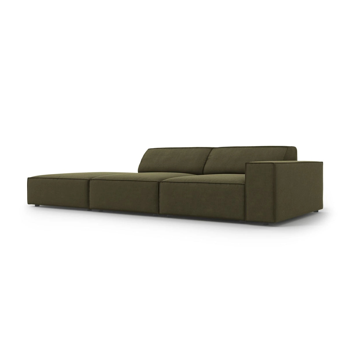 Jodie 3-Sitzer Sofa, Linke Seite offen, eckig, aus Samt (Blu77) in Grün, 262x102 cm – Bild 5