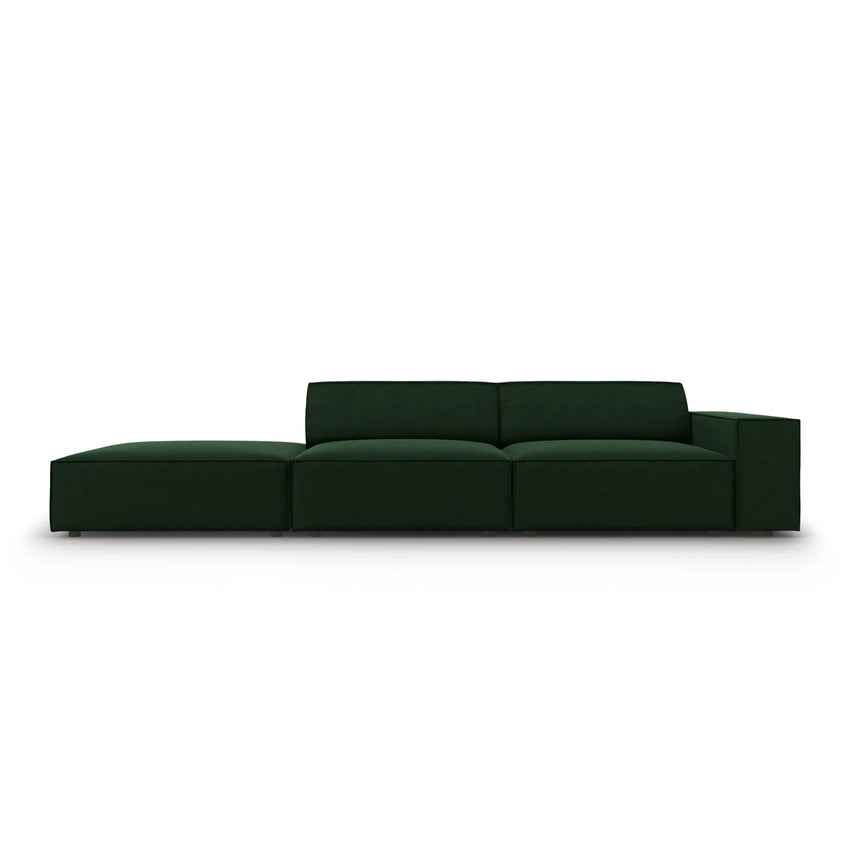 Jodie 3-Sitzer Sofa, Linke Seite offen, eckig, aus Samt (Blu78) in Flaschengrün, 262x102 cm – Bild 1