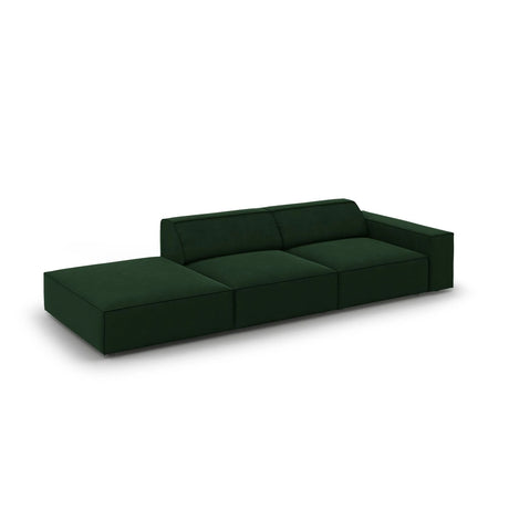 Jodie 3-Sitzer Sofa, Linke Seite offen, eckig, aus Samt (Blu78) in Flaschengrün, 262x102 cm – Bild 4