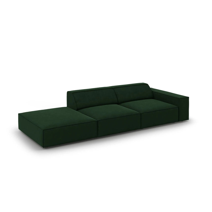 Jodie 3-Sitzer Sofa, Linke Seite offen, eckig, aus Samt (Blu78) in Flaschengrün, 262x102 cm – Bild 4