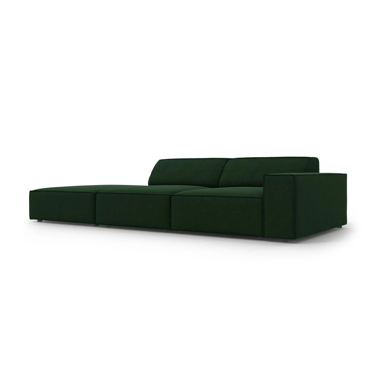 Jodie 3-Sitzer Sofa, Linke Seite offen, eckig, aus Samt (Blu78) in Flaschengrün, 262x102 cm – Bild 5
