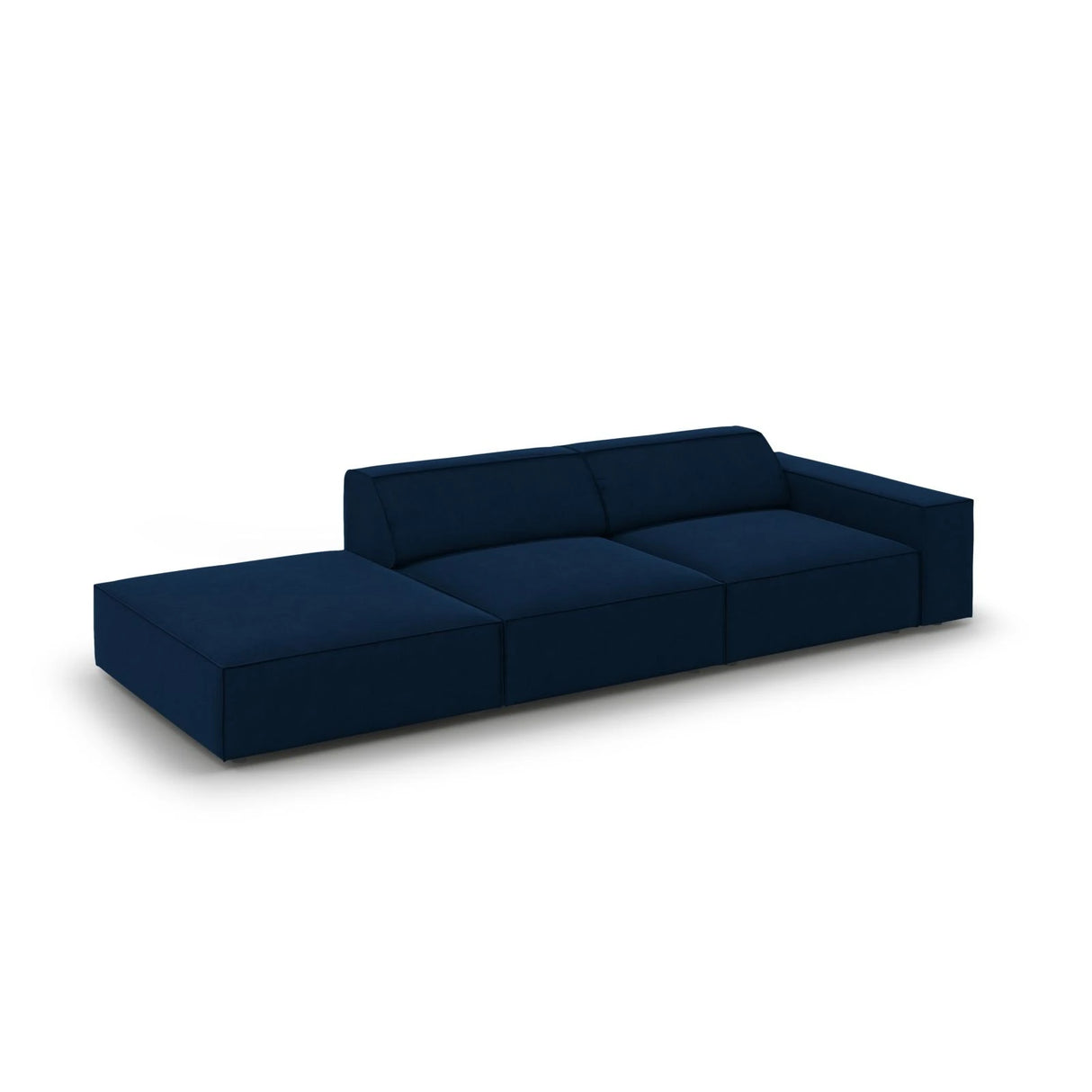 Jodie 3-Sitzer Sofa, Linke Seite offen, eckig, aus Samt (Blu86) in Königsblau, 262x102 cm – Bild 4