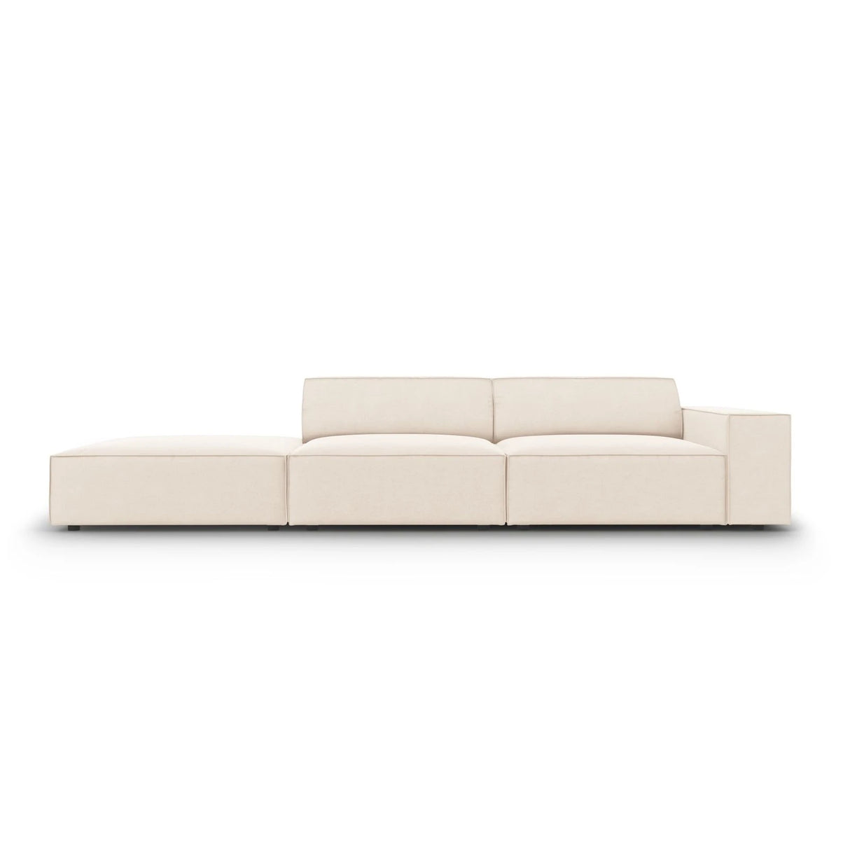 Jodie 3-Sitzer Sofa, Linke Seite offen, eckig, aus Samt oder Strukturstoff, 262x102 cm – Bild 1