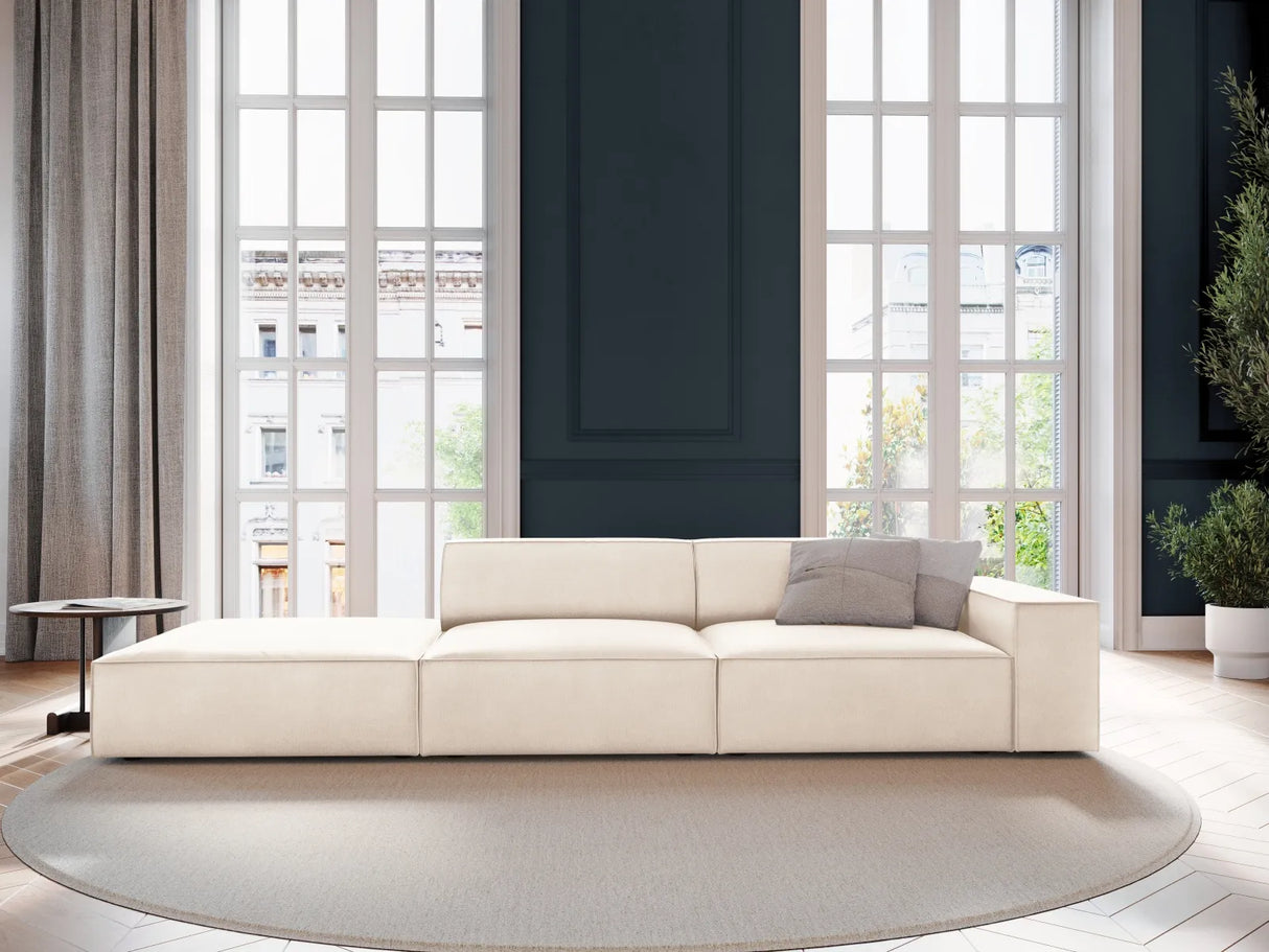 Jodie 3-Sitzer Sofa, Linke Seite offen, eckig, aus Samt oder Strukturstoff, 262x102 cm – Bild 2