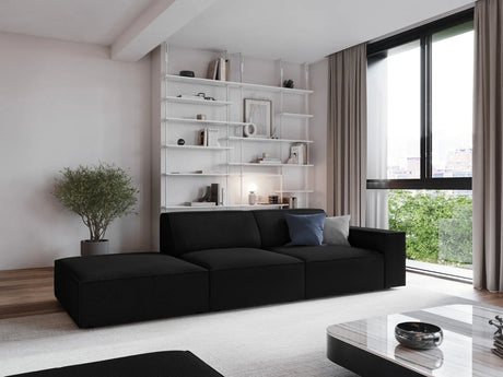 Jodie 3-Sitzer Sofa, Linke Seite offen, eckig, aus Strukturierter Stoff (Meg368) in Schwarz, 262x102 cm – Bild 2