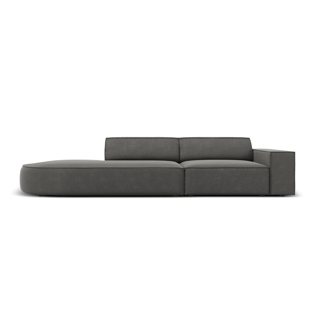 Jodie 3-Sitzer Sofa, Linke Seite offen, rund, aus Samt (Blu13) in Hellgrau, 262x102 cm – Bild 1